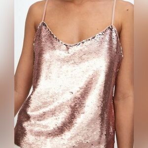 ZARA Rose Gold Sequin Reversible Top- women’s size Small